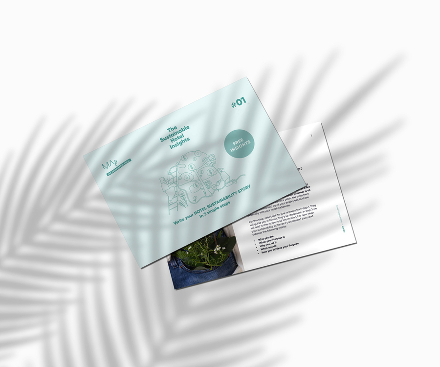 Close-up of the template for writing a hotel sustainability story.