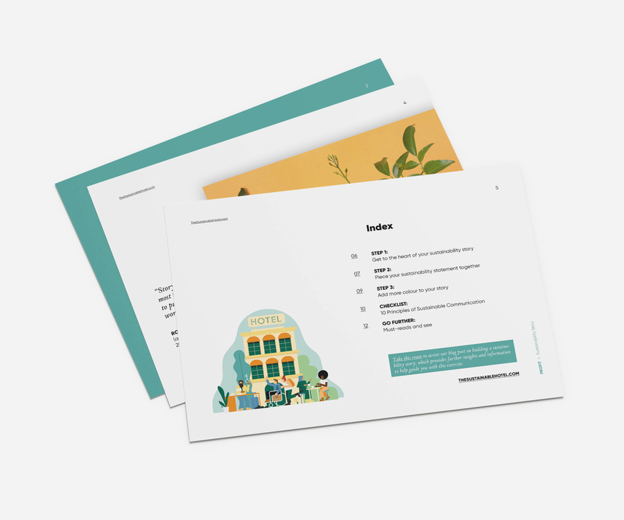 Close-up of the template for writing a hotel sustainability story.