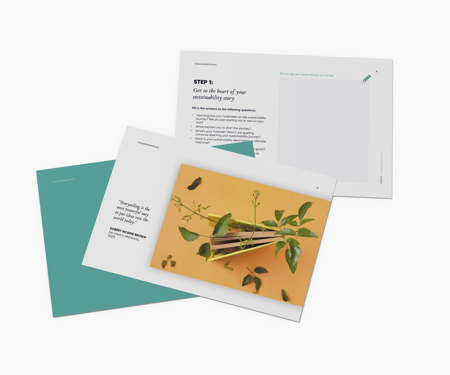 Close-up of the template for writing a hotel sustainability story.