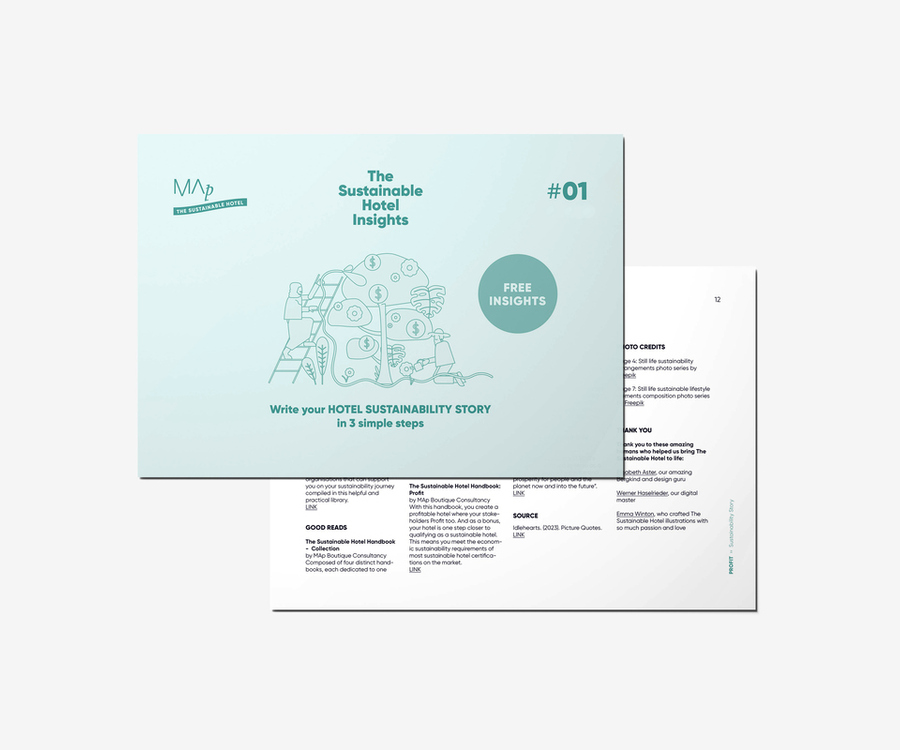 Close-up of the template for writing a hotel sustainability story.